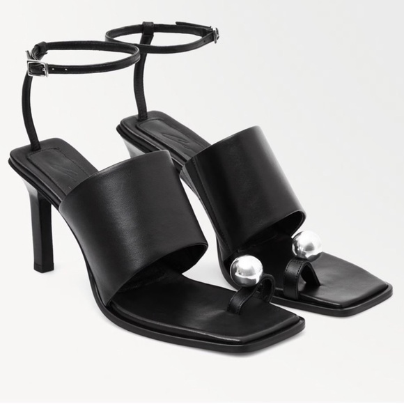 COS Atelier Sphere Heeled Sandals w Silver Accents 90s designer quiet luxury NWB - Picture 9 of 15